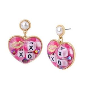 NWT Betsey Johnson XOX Heart Drop Earrings